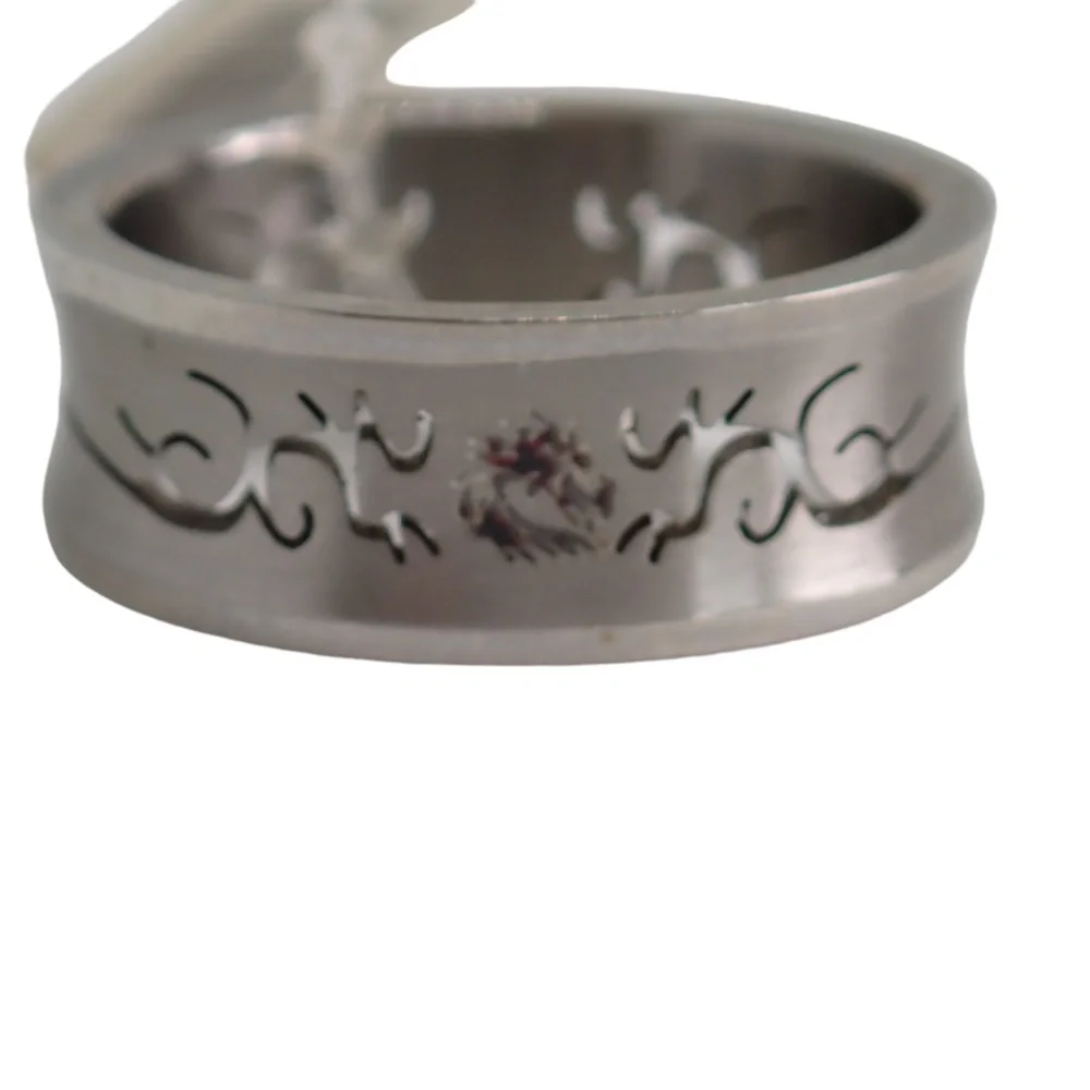 Stainless Steel Silver Fit Tribal Cut-Out Wedding Band Ring Size 8.5 New w/ Tag